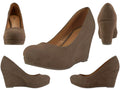 91943L - Women's Micro Suede 3½" Wedge Shoes Taupe (91943L-T) 91943L-T-6TO11