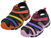 S2603-A - Wholesale Big Boy's "Easy USA" Rainbow Strip Upper Velcro Sandals