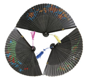 G412-B - Wholesale 12" Bamboo Silk Hand Fans with Flower Printed