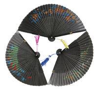 G412-B - Wholesale 12" Bamboo Silk Hand Fans with Flower Printed