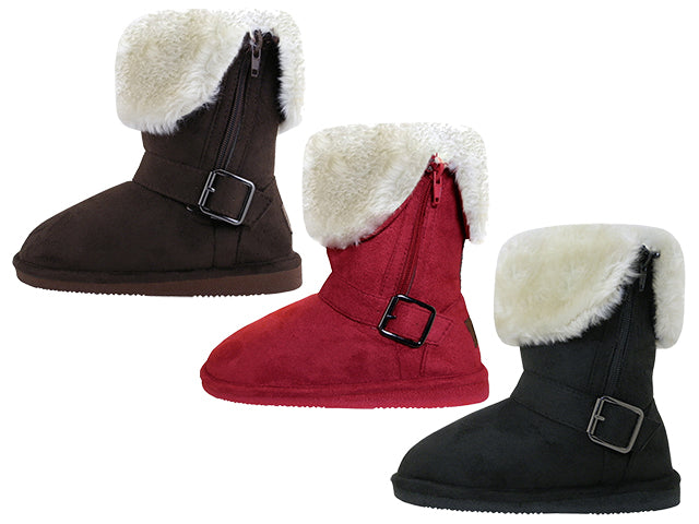 G6620 - Youth's Micro Suede Fold Over Boots with Faux Fur