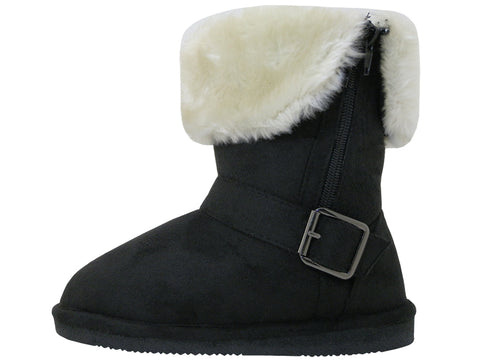 G6620 - Youth's Micro Suede Fold Over Boots with Faux Fur