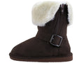 G6620 - Youth's Micro Suede Fold Over Boots with Faux Fur Brown (G6620-T) G6620-T-11TO4