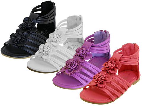 G908C-A - Wholesale Girl's "Easy USA" Flower Top Gladiator Sandals
