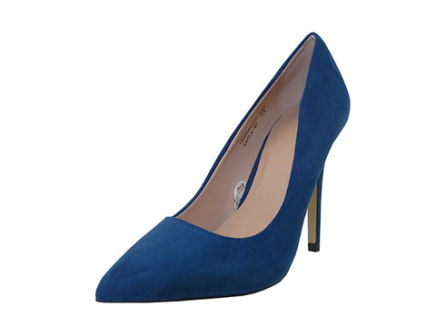 KAYLA-02-Navy - Wholesale Women's Microfiber "Mixx Shuz"4'' High Heel Pump Bride Shoe
