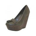 LOLA - Wholesale Women's "Angeles Shoes" 4½ Inch Wedge Sandals Taupe (LOLA-TAUPE) LOLA-TAUPE-6TO10