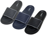 M2070 - Wholesale Men's "Wave" Velcro Sandals (Assortment: Grey, Blue & Black)