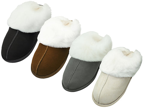 M3130-A - Wholesale Men's Microfiber Faux Fur Scuff Open Back Soft House Slippers