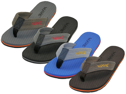 M3668 - Wholesale Men's " Wave " Soft Comfortable Sport Fiber Upper Thong Sandals