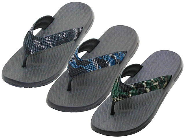 M7716 - Wholesale Men's " Wave " Camo. Sport Shower Thongs