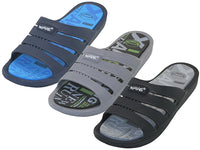 M7755 - Wholesale Men's "Wave" Soft Rubber Shower Slides Sandals