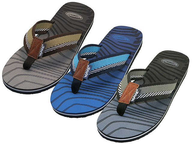 M9558 - Wholesale Men's " Wave " Soft Sole Thong Sandals