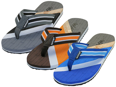M9913 - Wholesale Men's " Wave " Soft Comfortable Sport Thong Sandals