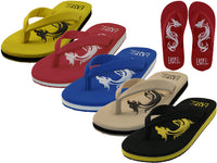 M9935 - Wholesale Men's " Easy USA " Comfortable Dragon Embossed Upper Thong Sandals