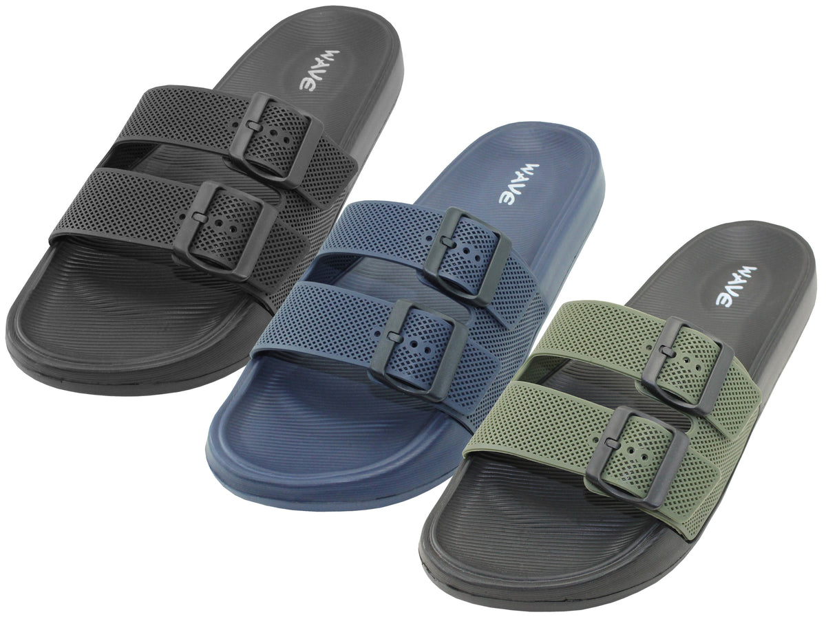 M9955 - Wholesale Men Double Buckle Soft Rubber Sandals