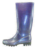 RB-010 - Women's "Easy USA" 13½ Inches Super Soft Rubber Rain Boots Metalic Silver/Purple (RB-010-MT-S) RB-010-MT-S-5TO10