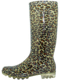 RB-21 - Wholesale Women's "Easy USA" 13½ Inches Super Soft Rubber Rain Boots Gold Leopard Print (RB-21) RB-21-5TO10