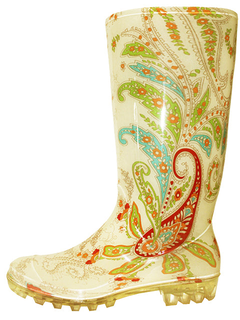 RB-43 - Wholesale Women's "Easy USA" 13.5 Inches Super soft Rubber Printed Rain Boot