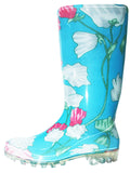 RB-48 - Wholesale Women's "Easy USA" 13.5 In Ches Super Soft Rubber Rain Boots Turquoise Floral Printed (RB-48) RB-48-5TO10