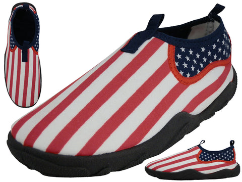 S1172L - Wholesale Women's "Wave" Nylon Upper With TPR. Outsole US Flag Printed Water Shoes