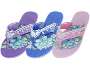 S1240-L - Wholesale Women's Floral Print Flip Flops