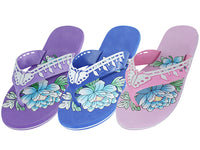 S1240-L - Wholesale Women's Floral Print Flip Flops