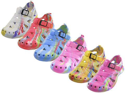 S2112 - Wholesale Women's Tie-Dyed Light Weight Super Soft Velcro Sandal Clogs