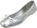 S2500L - Women's "Easy USA" Square Toe Ballet Flat Shoes Silver (S2500L-S) S2500L-S-5TO10