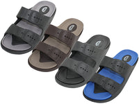 S2510-M - Wholesale Men's "Wave" Super Soft Double Strip Upper slides sandals