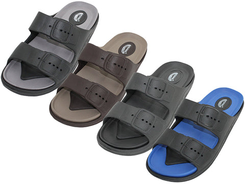 S2510-M - Wholesale Men's "Wave" Super Soft Double Strip Upper slides sandals