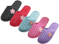 S2515L-A - Wholesale Women's Slip on Flower Upper Soft Clogs Assorted - Black, Coral, Lilac, Mint Green & Bright Red (S2515L-A) S2515L-A-5TO10