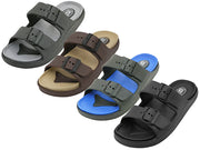S2710-M - Wholesale Men's "Easy USA" Super Soft Double Strip with Buckle Slide Sandals