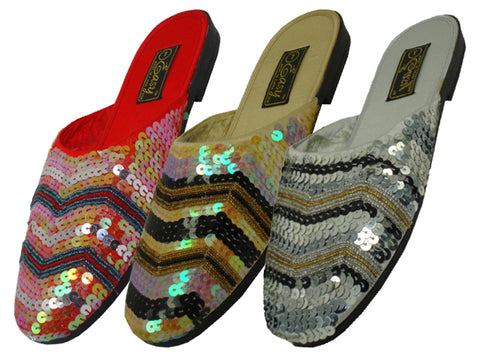 S288L - Women's "Easy USA" Hand Sequin Slide Sandals