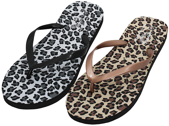 S3069L-A - Wholesale Women's "Easy USA" Soft Printed Leopard Zori