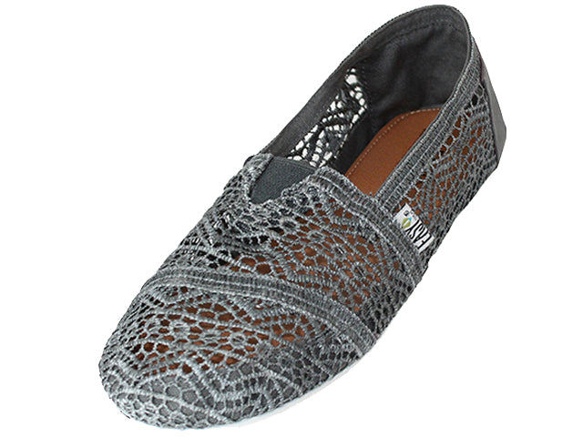S309L - Women's "Easy USA" Crochet Upper Casual Canvas Slip-on
