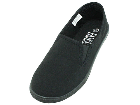 S316G - Zapatillas de lona para niños "Easy USA" sin cordones con doble elástico
