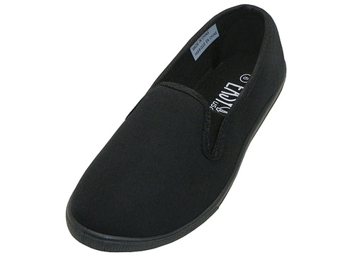 S316M - Zapatillas sin cordones para hombre "Easy USA" con elástico doble y parte superior de lona