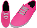 S324L - Women's "Easy USA" Comfortable Casual Canvas Lace Up Shoes Neon Fuchsia (S324L-Neon-F) S324L-Neon-F-5TO10