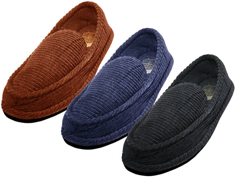 S329M-P - Wholesale Men's "Easy USA" Cotton Corduroy All Close House Slippers
