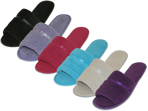 S333L - Women's "Easy USA" Cotton Terry Open Toe House Slippers