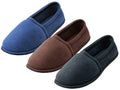 S4049-M - Wholesale Men's "Easy USA" Pain Relief Cotton Terry Upper Close Toe & Close Back House Slippers Assorted - Black, Brown & Navy (S4049-M) S4049-M-MTOXL