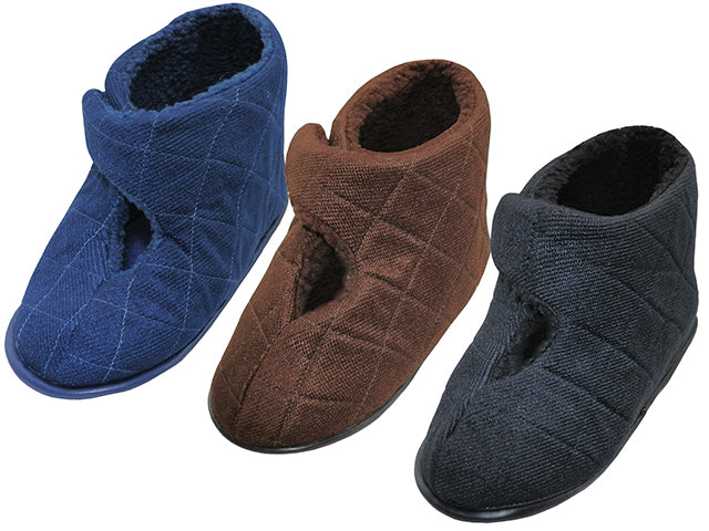 S4055-M - Wholesale Men's Corduroy Velcro Wrap All Close House Slippers