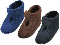 S4055-M - Wholesale Men's Corduroy Velcro Wrap All Close House Slippers
