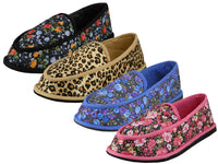 S439L-P - Wholesale Women's " Easy USA " Satin Floral Printed Close Back Bedroom Shoe