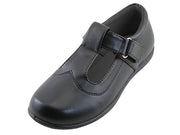 S5002-G - Wholesale Big Girl's "Easy USA" PU Upper T-Strap Velcro Mary Jane Black School Shoes