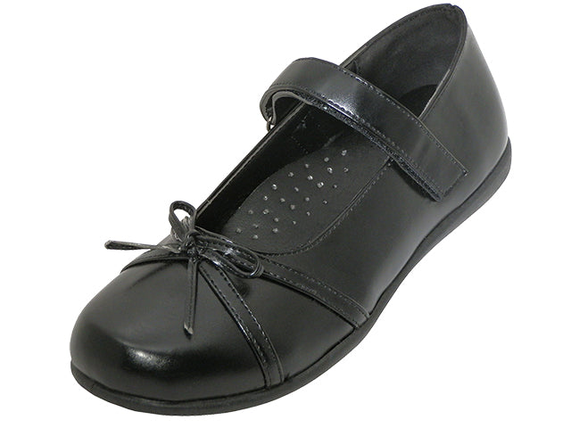 S5004-G - Zapatos escolares negros Mary Jane de lazo de mariposa de PU para niñas mayores al por mayor "Easy USA"