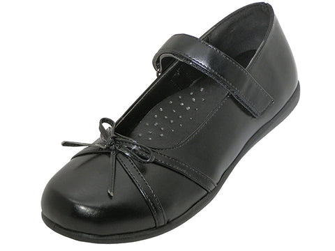 S5004-G - Wholesale Big Girls "Easy USA" PU Upper Butterfly Bow Tie Mary Jane Black School Shoes