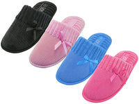 S5155L-A - Wholesale Women's "Easy USA" Close Toe Corduroy House Slippers / Bow Top