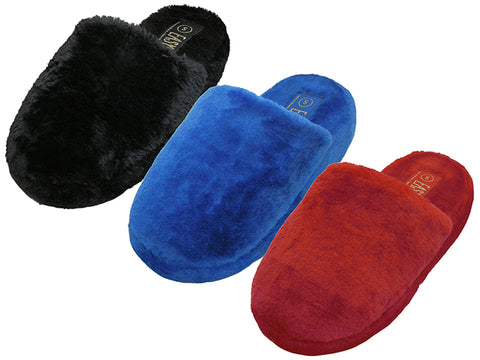 S831L - Pantuflas de casa difusas de felpa con punta cerrada "Easy USA" para mujer