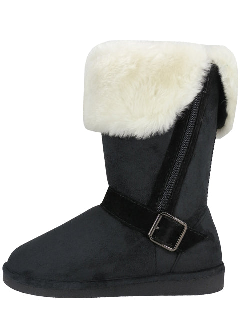 S5520L - Women's Micro Suede Fold Over Faux Fur Lined Boots